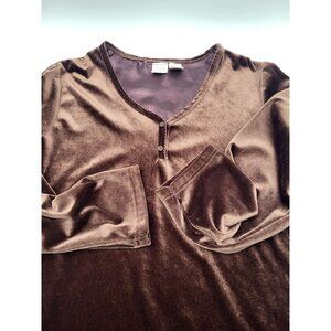 Gilligan & O'Malley Velvet Night Gown Dress Velour LG Brown Warm Winter Cottage